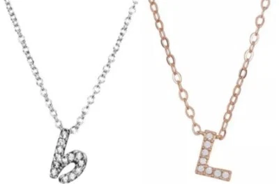 Nadri CZ Initial Script Pendant Necklace, Initial "b"  (silver), "L" (rose gold) - Image 1 of 2