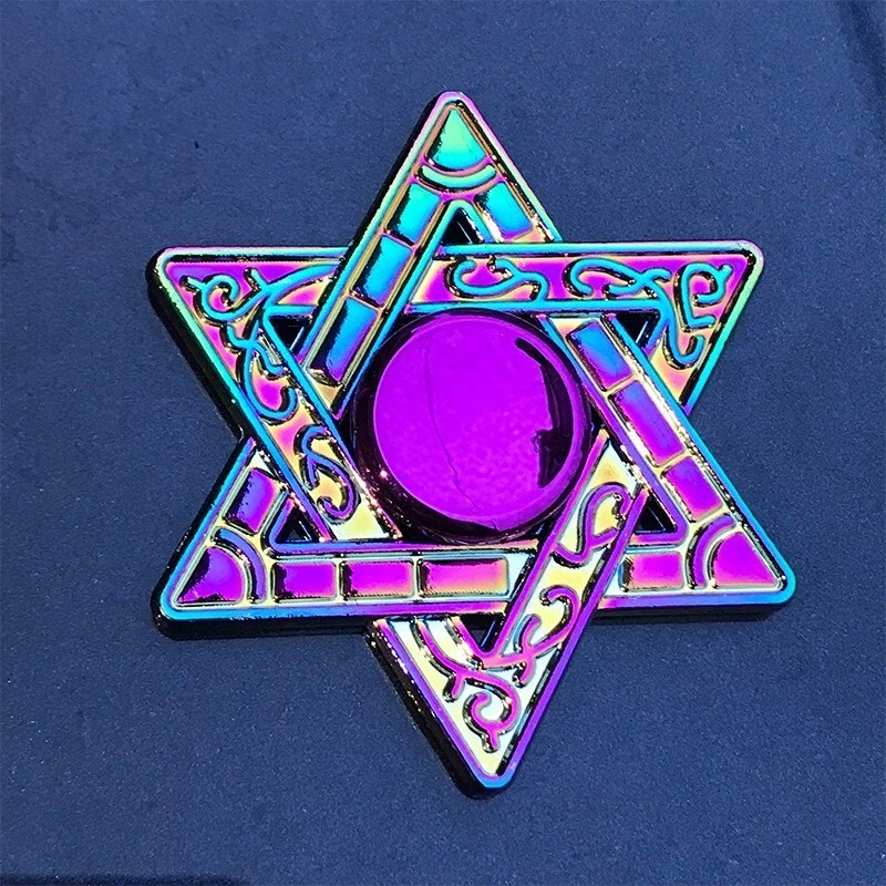Jewish Star Hanukkah Fidget Finger Spinner Menorah Metal Hand Toy Judaica Kids - Image 1 of 2