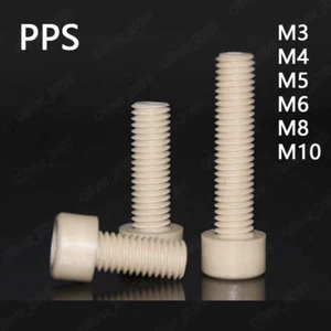 PPS Polyphenylene Sulfide Plastic Hex Socket Bolts Cap Head Screws M3 M4 M5-M10 - Picture 1 of 6