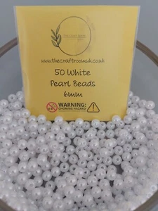 WHITE PEARL BEADS 6MM BRACELET JEWELLERY ACRYLIC FREE POSTAGE - Picture 1 of 4
