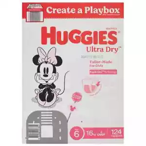 Huggies Girls' Ultra Dry Nappies Size 6 Junior 124 Disposable Diapers 16kg+ - Picture 1 of 3
