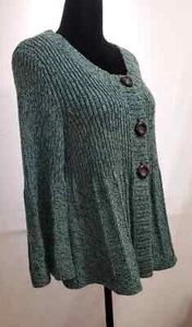 Nomadic Traders Green 3/4 Sleeve Button Knit Cardigan Sweater Sz M s103 - Picture 1 of 7