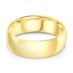 Ioka - 14k Solid Yellow Gold OR White Gold 7mm Plain Comfort Fit Wedding Band - Picture 1 of 9
