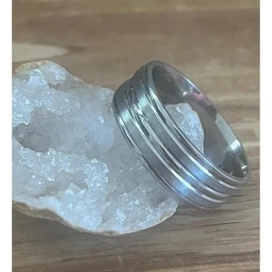 Neu Silber Wolfram Band-struktur gebürstete Oberfläche Unisex Ring-8 mm Breite-Größe 7 - Bild 1 von 8