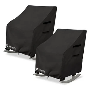 Outdoor Rocking Chair Cover,Heavy Duty 600D 2Pack-27"W x 34"D x 45"H Black - Picture 1 of 7