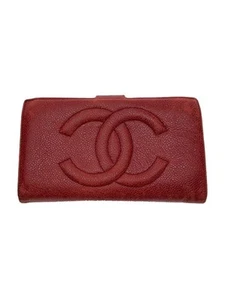 Cartera Plegable Chanel Cuero Rojo Marca Coco Rara De Colección Elegante C181 - Imagen 1 de 11