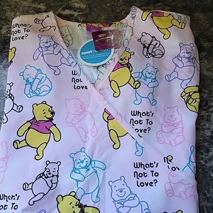 Disney Winnie The Pooh What’s Not To Love Women’s Scrub Top Size S NWT - Picture 1 of 8