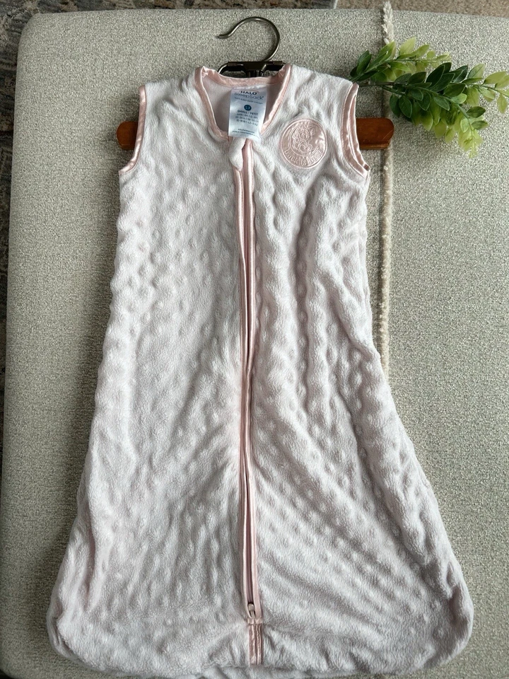 Saco de dormir Halo pequeño 0-6 meses punto felpa Minky rosa suave niñas infante Foto 1 de 4