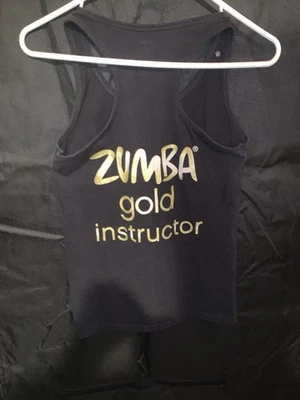 Camiseta sin mangas Zumba Gold Instructor talla mediana negra dorada Foto 1 de 3