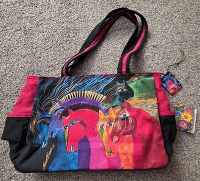 Laurel Burch “Wild Horses Fire” Canvas Shoulder Bag Painted Western Colorful  - Image 1 of 4