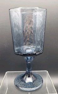 Libbey FACETS COBALT Smoky Blue Octagon Panel Water Goblet Glass 6.75" Tall - Picture 1 of 4