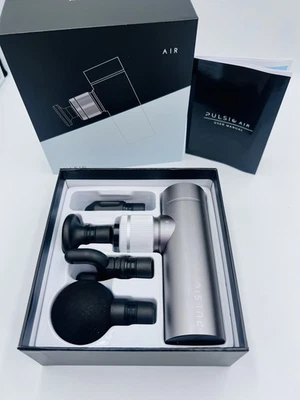 Pulsio Air Mini Massage Gun 4 Attachments Sealed Packaging Silver ,designed UK
