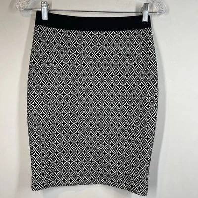 Falda negra vintage Juicy Couture para mujer estampada elástica hasta lápiz talla 0 Foto 1 de 4