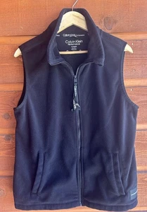 CALVIN KLEIN Womens Performance Fleece Vest Size XL Black Zip Up Excellent - Picture 1 of 5