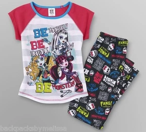 MONSTER High Pajamas size 7/8 NeW Shirt Pants Draculaura Frankie & Lagoona Blue - Picture 1 of 1