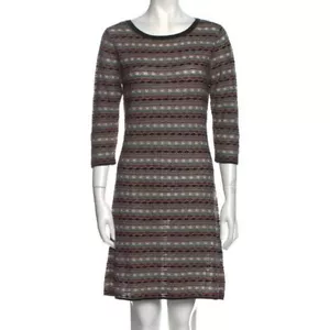 M Missoni Womens Striped Multicolored Geometric Stripe Stretch Dress SIZE 10 - Picture 1 of 8