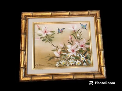 Obra de arte firmada de mariposas con lirios 12"x 14" Foto 1 de 4