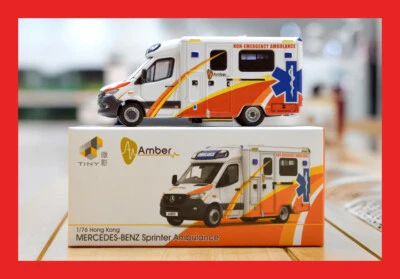 JAN 2025 TINY MERCEDES BENZ Sprinter FL Amber Private Ambulance  1/76 - Image 1 of 4
