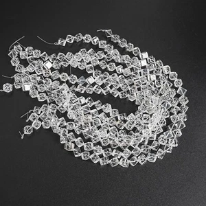 Cuentas de cuarzo de cristal agrietado transparente natural genuino de 8 mm A+ cubo cuentas sueltas 15" - Imagen 1 de 3