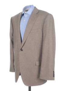 SAKS BLACK LABEL Brown Herringbone Tweed 100% CASHMERE Blazer Sport Coat - 46 R