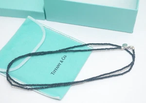 Rare! Tiffany & Co. Silver Black Spinel Long Necklace 32" - Picture 1 of 6