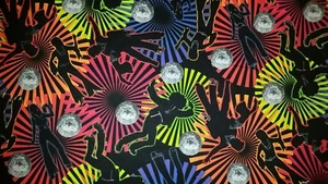 LINED WINDOW VALANCE CURTAIN 42 X 14 DISCO BALL DANCE DANCER 60'S GROOVY - Picture 1 of 3