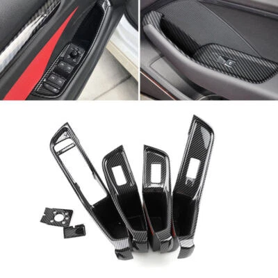 Cubierta de interruptor de panel de elevación de ventana de fibra de carbono ABS para Audi A3 8V S3 2015-2020 Foto 1 de 4