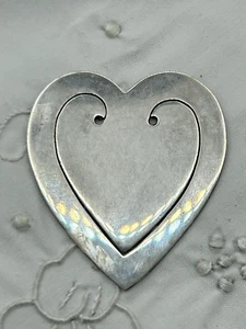 Vintage Solid Sterling Silver HEART SHAPED BOOKMARK Signed PSJ - Picture 1 of 4