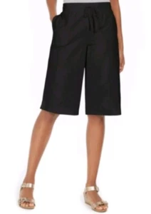 Karen Scott Petite Knit Skimmer Shorts Deep Black SZ PM - Picture 1 of 3