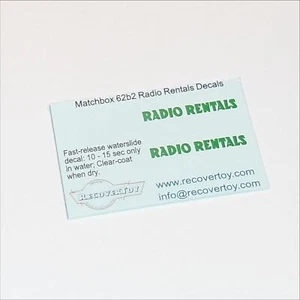 Matchbox Lesney 62 b2 Commer TV Service Van Radio Rentals Decal Set - Picture 1 of 3