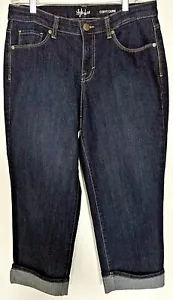 Style & Co. cotton blend solid blue cuffed Curvy Capri jeans size 8 - Picture 1 of 6