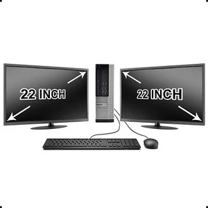 Dell Computer Dual Core 8GB 2X 22" Screens Windows 7 Pro Desktop PC WiFi - Picture 1 of 8