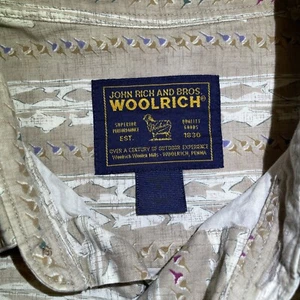 Woolrich Button Up Shirt Short Sleeve Casual Camp Mens Size XL Fish - Picture 1 of 10