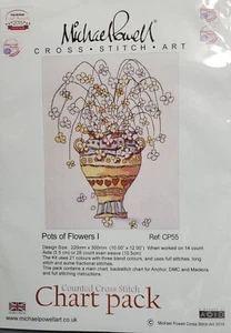 Paquete de cartas de punto de cruz Michael Powell OLLAS de flores 1 nuevo en paquete - Imagen 1 de 3