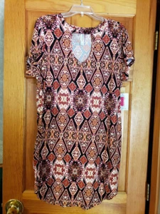 B & B Boutique Plus Super Soft Dress Aztec Brown Print Size: 2X  - Picture 1 of 7