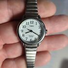 Timex K4 Indiglo Watch TESTED & WORKS Silver Tone Water Resistant Stretch Band