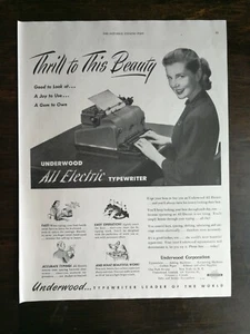 Vintage 1948 Underwood vollelektrische Schreibmaschine ganzseitige Anzeige - Bild 1 von 1