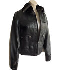 NEW MANGO  Genuine Leather Biker Jacket Black UK S 6-8