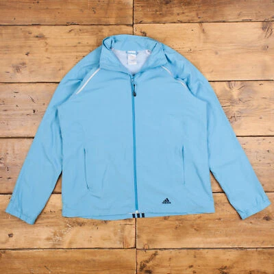 Vintage adidas Windbreaker Jacket XL Three Stripes Blue Womens Zip - Image 1 of 4