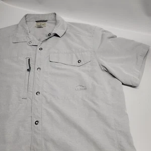 Ll Bean Mens Fishing Shirt Medium Short Sleeve Zip Cargo Pocket Vented - Picture 1 of 11