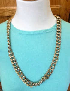 Vintage MONET  Heavy  Gold-Tone Double-Link  Chain Necklace 3/4" Wide 30" Long - Picture 1 of 6