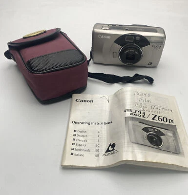 CANON ELPH 260Z POINT & SHOOT FILM CAMERA 30-60mm Zoom Case & Manual -Works Well - Image 1 of 4