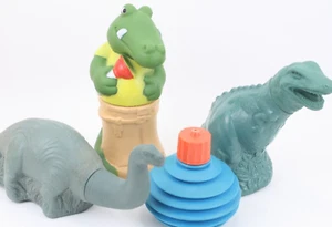 1970s Lot 4 Avon Bubble Bath Bottle Dinosaur T-Rex Brontosaur Accusing Alligator - Picture 1 of 19