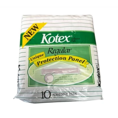 Vintage 1980s Kotex Regular Pads Sealed Pack Of 10 Sanitary Napkins - Image 1 of 4