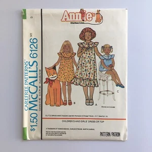 McCall's Carefree Pattern 6126 Annie's Girls Size 5 Dress or Top VTG 1978 - Picture 1 of 5
