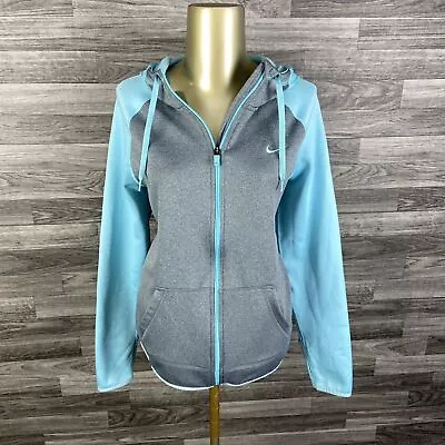 NIKE Therma-Fit Full Zip Up Blue/Grey Hooded Sweatshirt Hoodie Women's Size M • 24.05€