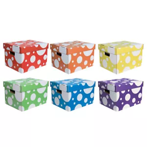 DIXON TICONDEROGA CO PAC1338 Storage Totes 6 Assorted Polka Dot Colors 10-1/8"H - Picture 1 of 1