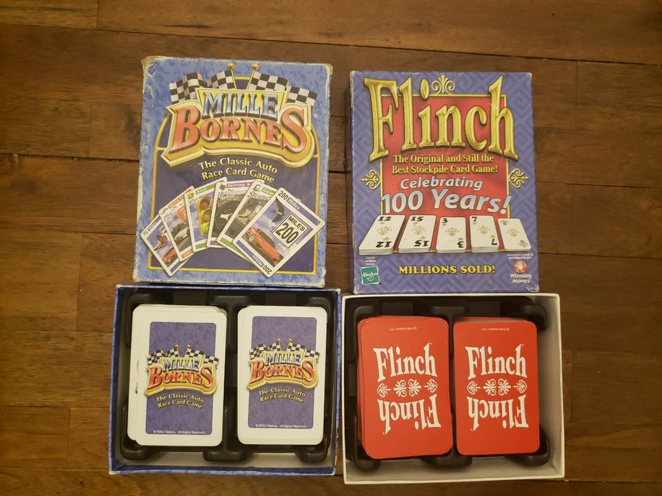 MILLE Bornes + Flinch Card Games by Hasbro Complete Family Fun! - Image 1 of 1
