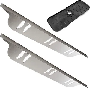 2 Pezzi Coprispazio Stufa Acciaio Inox + Tappetino Paraspruzzi Lavello - Kit Rifinitura NUOVO - Foto 1 di 3