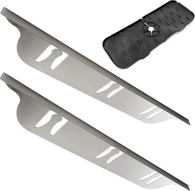 2-Pc Stainless Steel Stove Gap Covers + Sink Splash Guard Mat – Trim Kit NEW - Image 1 of 3